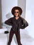 Knitted sweater "GLITTER BOW MO-4006" - CHOCO